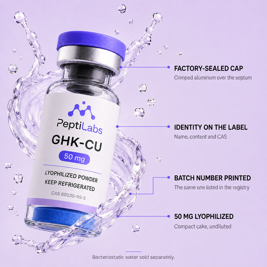 GHK-Cu 50mg: annotated diagram of what the vial contains