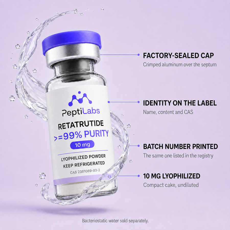 Retatrutide 10mg: annotated diagram of what the vial contains