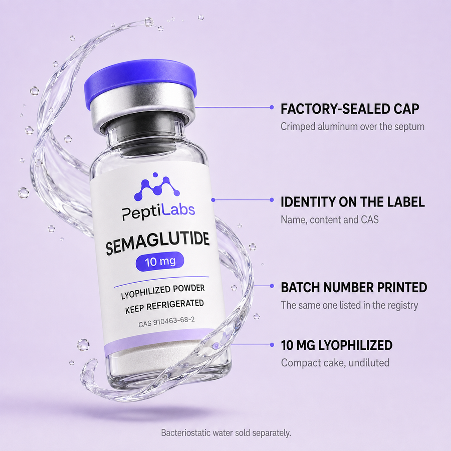 Semaglutide 10mg: annotated diagram of what the vial contains